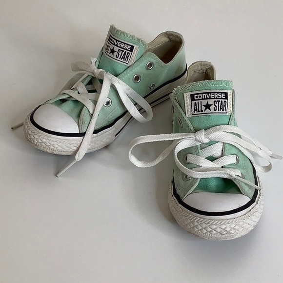 Converse low tops mint/white sneakers size 13 girl - Picture 12 of 12